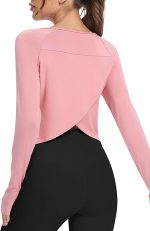 Bestisun Long Sleeve Cropped Tops Athletic Workout Athletic Yoga Gym Crop Tops for Women - Image 3